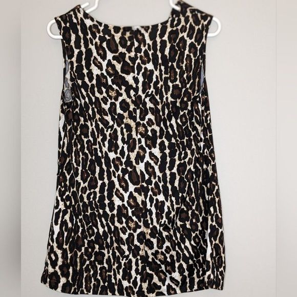 Cheetah Print Blouse Tank Top Cowl Neck size Large - Picture 5 of 6